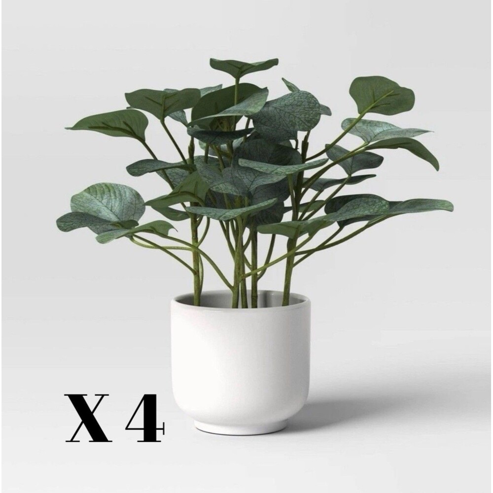 Artificial Eucalyptus Plant 10" Tall in White Pot - Threshold™ Indoor Decor 4ct